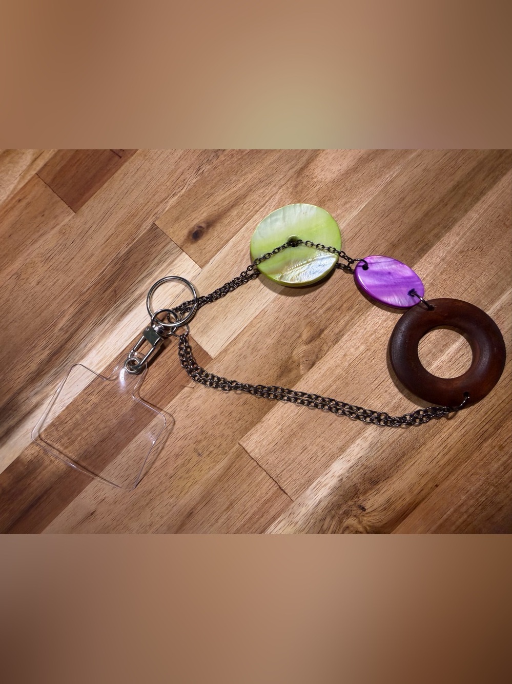 Stylish Green and Purple Shell Disc Keychain/Phone Accessories/Bag Charm